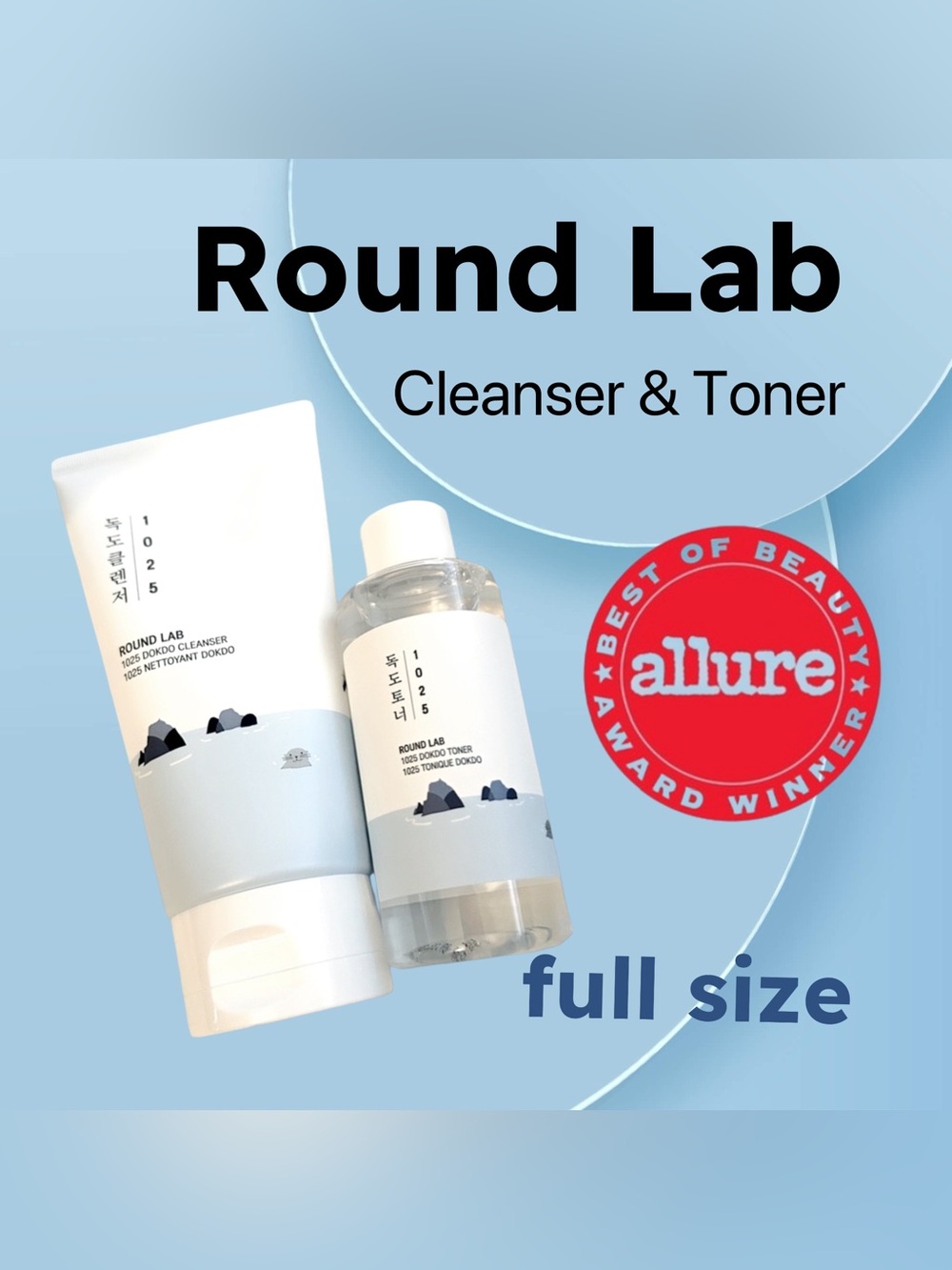 🌟🇰🇷🆕NIB ROUND LAB | FULL | Gentle daily duo 1025 Dokdo Cleanser and Toner